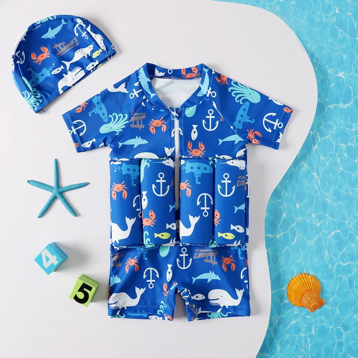 Maillot de Bain Flottabilité Enfant — Dessin Animé, Une Pièce, Protection Anti-Éruption, Garçon & Fille