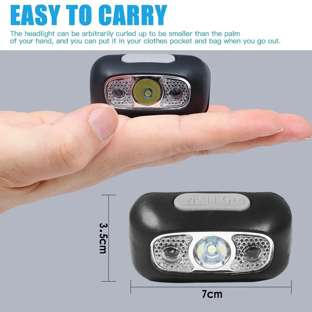 Capteur de mouvement phare Rechargeable lampe de poche LED phares Ultra lumineux lampe frontale de pêche Led front lampe frontale lampes de poche