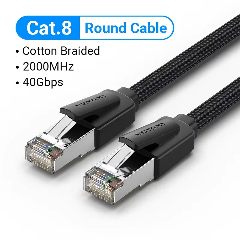 Vention Cat8 Ethernet Cable STTP 40Gbps 2000MHz Cat 8 RJ45 LAN Network Patch Cord for Router Internet Modem RJ 45 Ethernet Cable