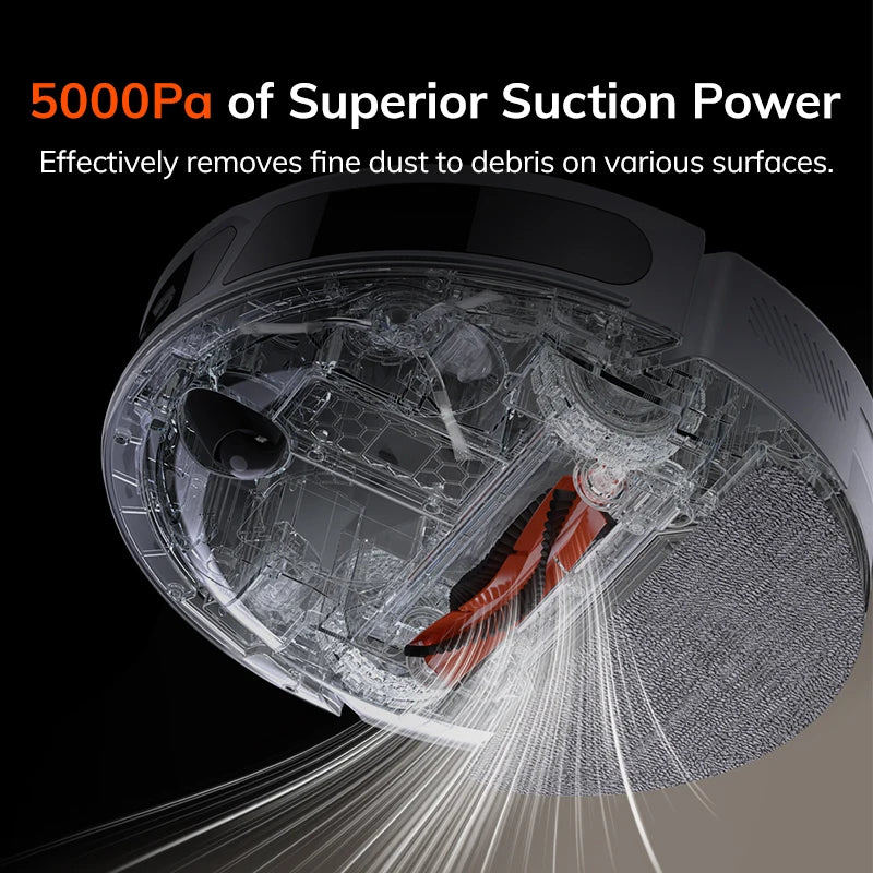 Robot aspirateur 5000 Pa — navigation LiDAR intelligente, contrôle par application, chargement automatique