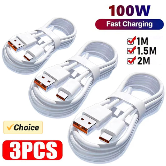 3 pièces 100W 6A câble de chargeur Super rapide rapide USB Type C cordon de données de charge chargeur rapide Cabletype c chargeur charge rapide