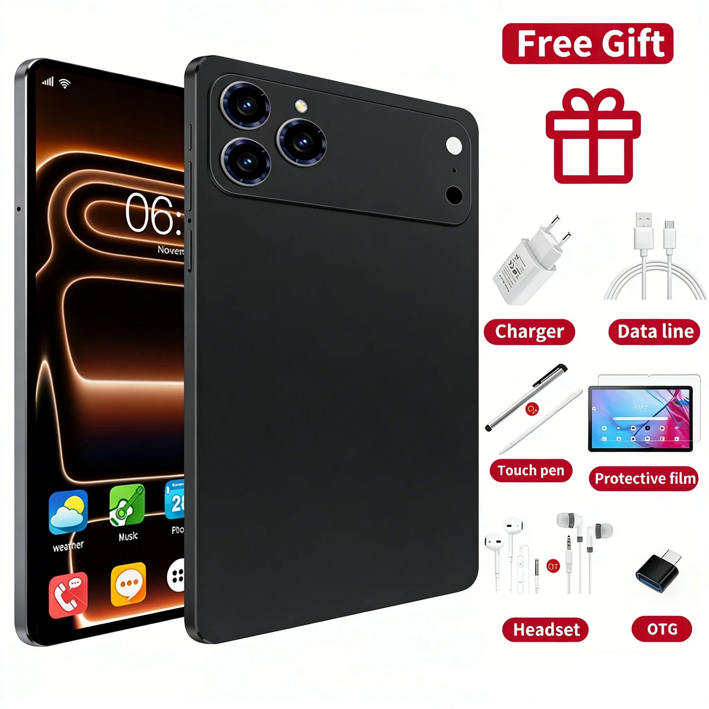 Tablet Android Pad 17 Pro Max 16 22GB 2TB ROM 10,1 pulgadas Snapdragon8gen3 10 núcleos PC tablet reconocimiento facial 20000mAh 5G Doble SIM