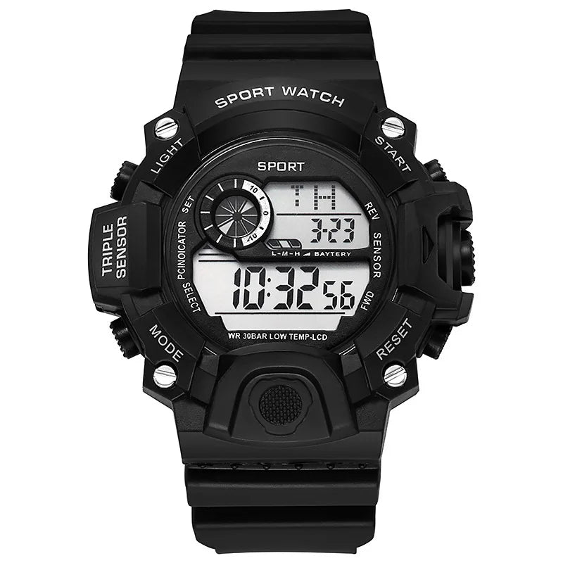 Reloj de pulsera deportivo electrónico de moda para hombre, esfera grande multifuncional impermeable, alarma luminosa, reloj militar para niños y hombres