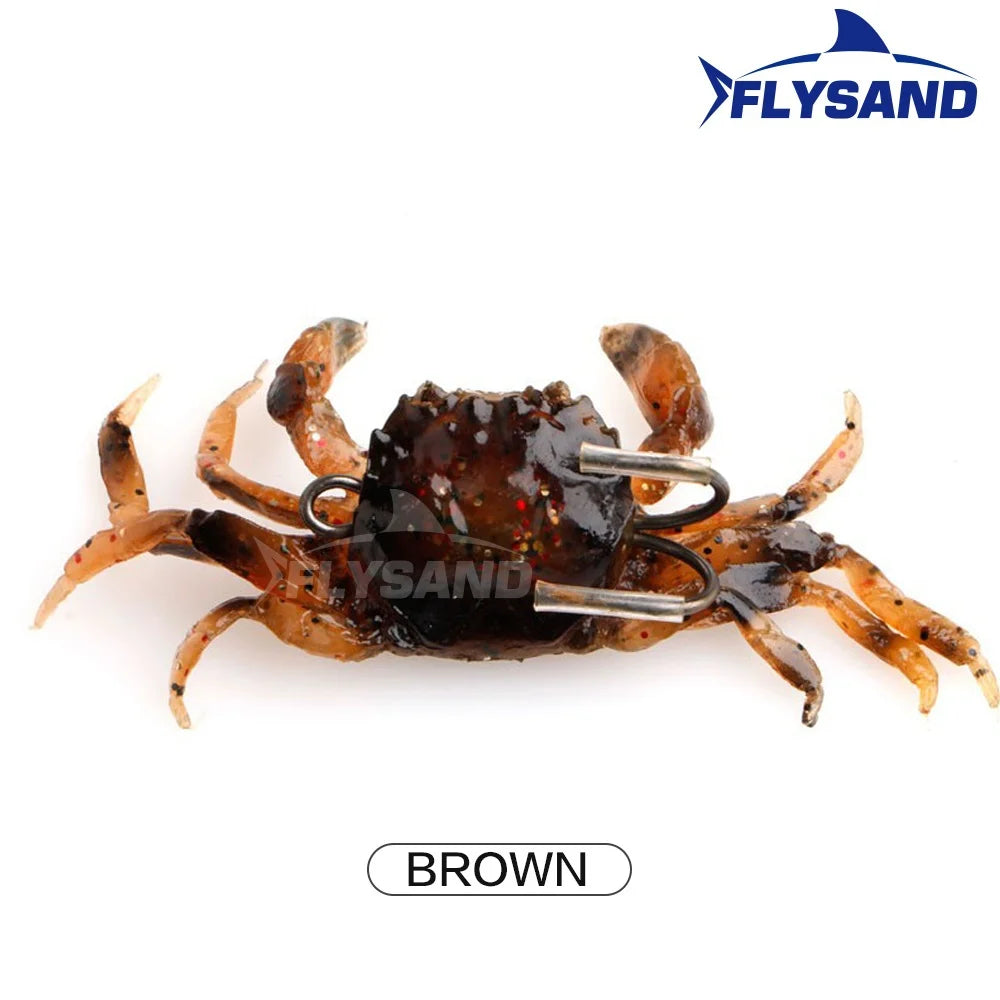 FLYSAND bionique crabe Silicone appât souple artificiel réaliste crochet pointu leurre de pêche poisson d'eau douce gabarit tête appâts matériel de pêche