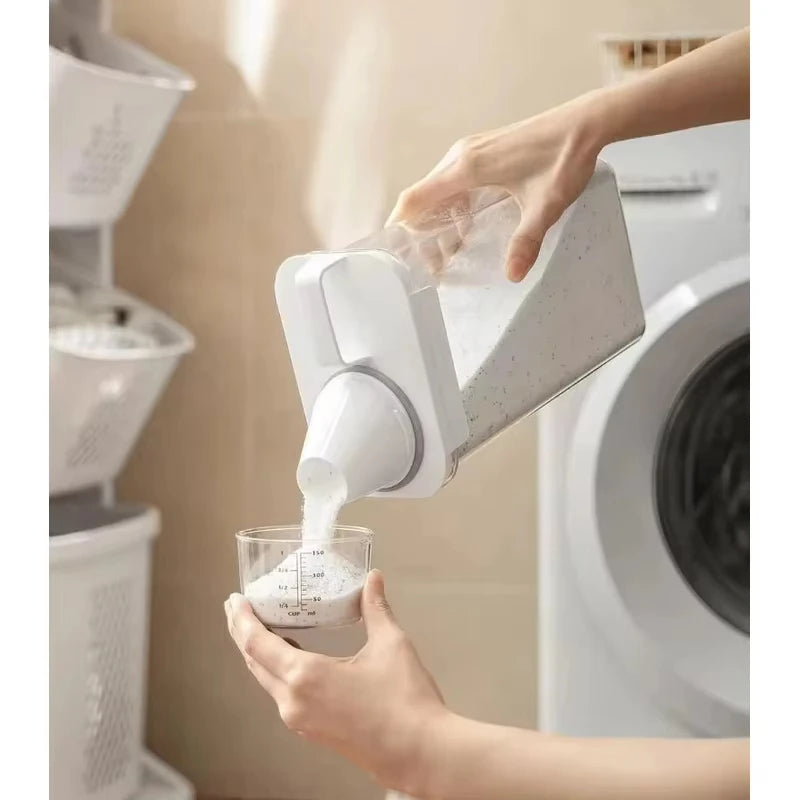 Distributeur hermétique de détergent à lessive, boîte de rangement de poudre, récipient de liquide de poudre à laver transparent avec couvercles, pot
