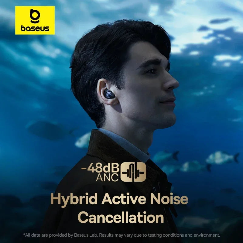 Baseus Bowie MA10 Pro ANC Wireless Headphones 48dB Hybrid ANC Bluetooth 5.3 Earbuds IPX6 Waterproof 4-Mic ENC Sport Headset