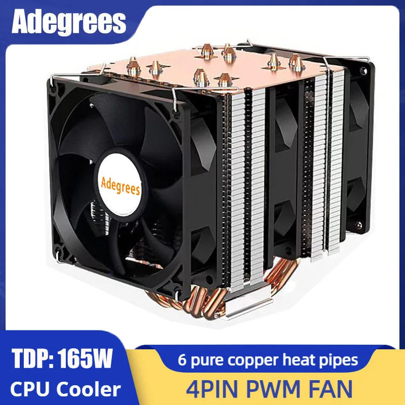Refroidisseur de processeur à 6 caloducs, 4 broches, PWM, PC, ventilateur de refroidissement d'air silencieux, pour Intel LGA 1366 1700 1200 1150 1151 1155 2011 X79 X99 AM3 AM4 AM5