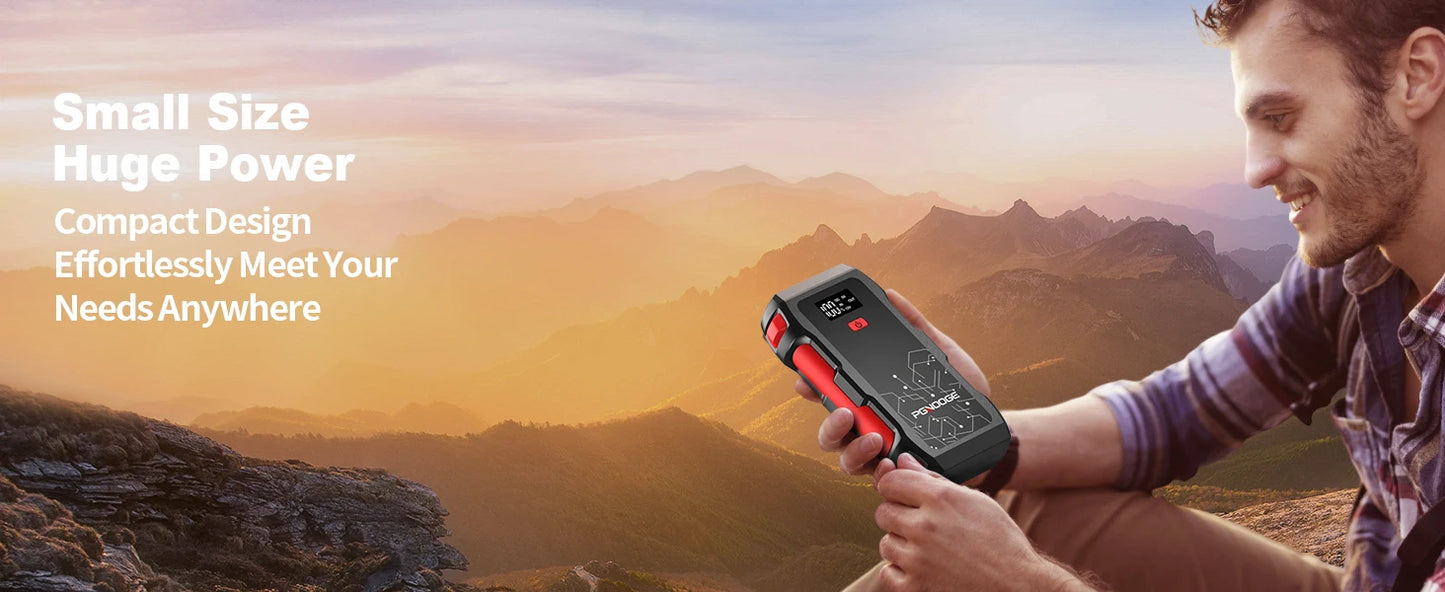 PGNOOGE 26800mAh 6000A de Crête Démarreur de Batterie, Booster de Batterie pour Tous les Moteurs Essence et 10L Diesel, 12V Batterie Voiture avec Lampe Torche, Affichage LED, Charge Rapide USB