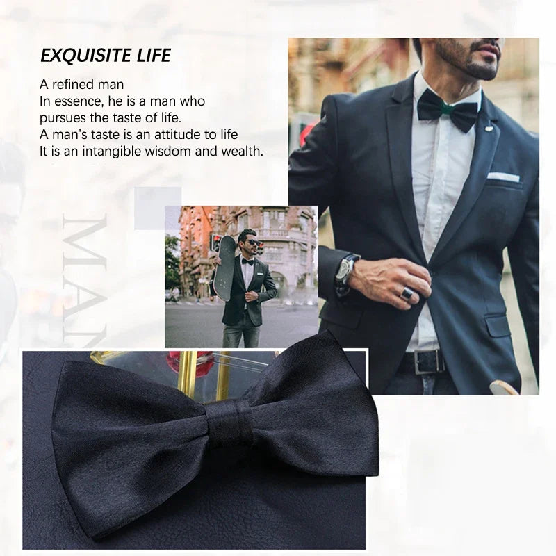 Nœud Papillon Homme Mariage Réglable Classique — Noir Double Cravate Cadeau Affaires