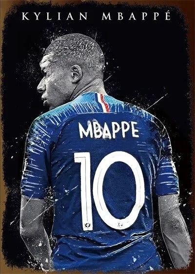 Affiche Métal Aluminium Étoile Football — Décoration Murale Bar, Club & Salon