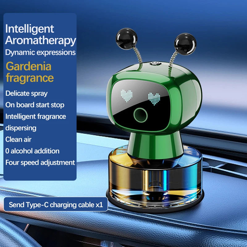 Désodorisant de voiture Intelligent diffuseur d'arôme de voiture Rechargeable AI yeux intelligents 4 niveaux de diffuseur de voiture Intelligent réglable cadeau