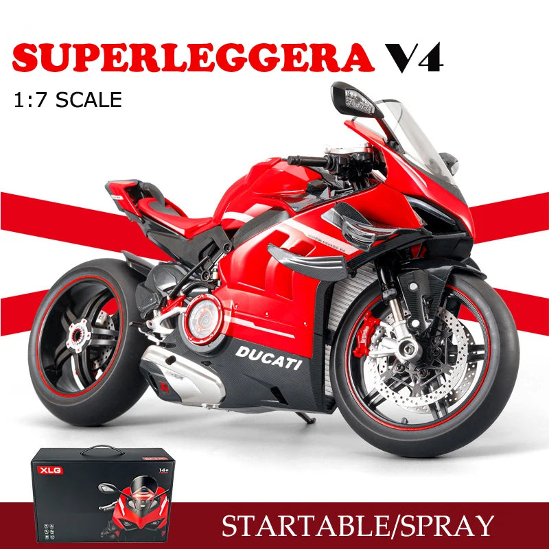 Aerosol de fundición a presión 1:7 Ducati Superleggera V4, colección de modelos de superbikes, coche en miniatura, adorno, regalo para novio, vehículo de juguete