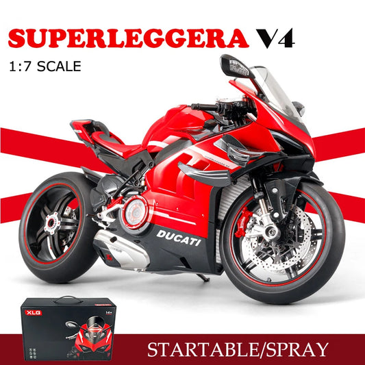 1:7 Diecast Spray Ducati Superleggera V4, Super Motorcycle Model Collection, Miniature Car, Ornament, Boyfriend Gift, Toy Vehicle