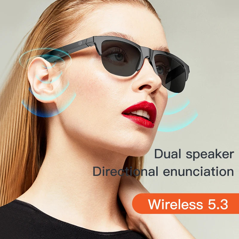 Lunettes de soleil intelligentes Bluetooth V5.3, casque d'appel pour Sports de plein air, technologie HIFI noire, Anti-touch UV pour hommes et femmes
