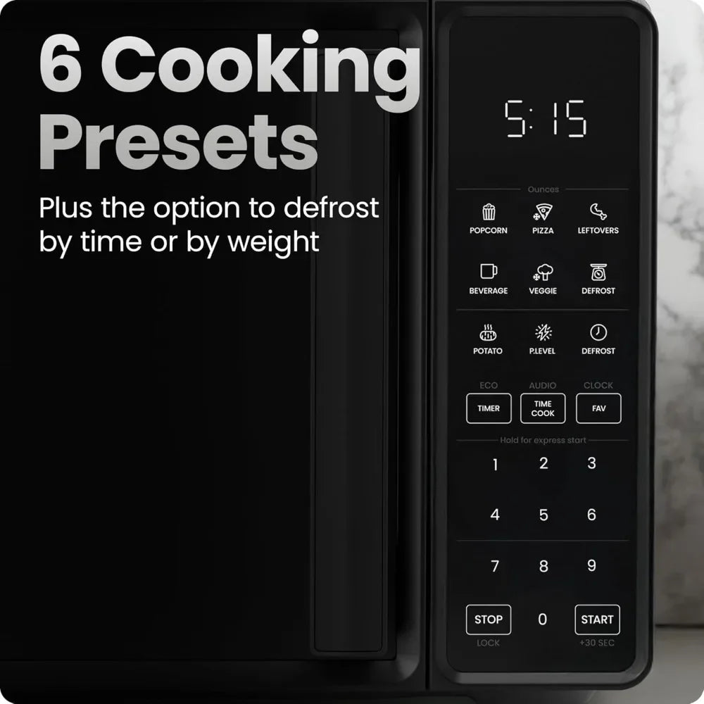 Horno microondas de encimera Chefman de 0,7 pies cúbicos, horno de convección de 700 vatios con 10 niveles de potencia, 6 programas de cocción preestablecidos y función de cocción rápida de un solo toque