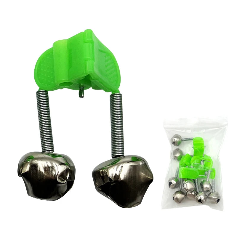 ShareShark 5/10 pièces/sac Alarmes de morsure de pêche, Clochettes de canne à pêche à clipser sur la pointe, Vert ABS, Accessoire de pêche