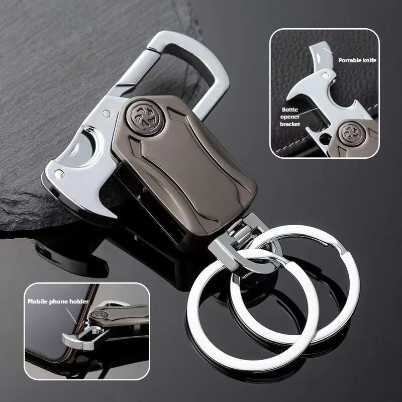 Haute qualité simplicité taille suspendue créatif Double anneau en métal en alliage de Zinc porte-clés hommes femmes porte-clés