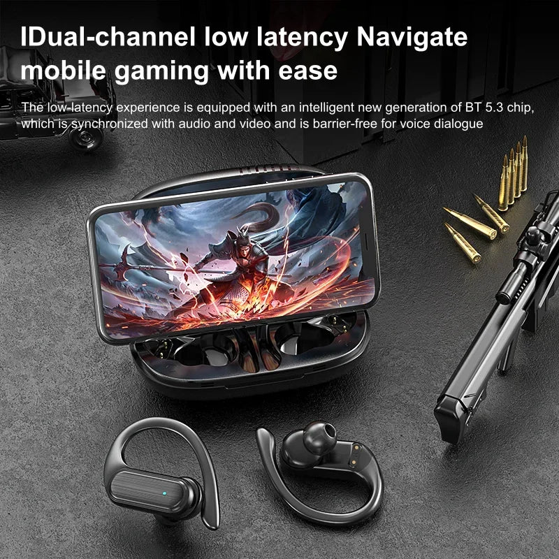 Para CB & JBL Bluetooth TWS Auriculares inalámbricos A520 Auriculares Ganchos para la oreja Auriculares deportivos con control táctil y micrófono