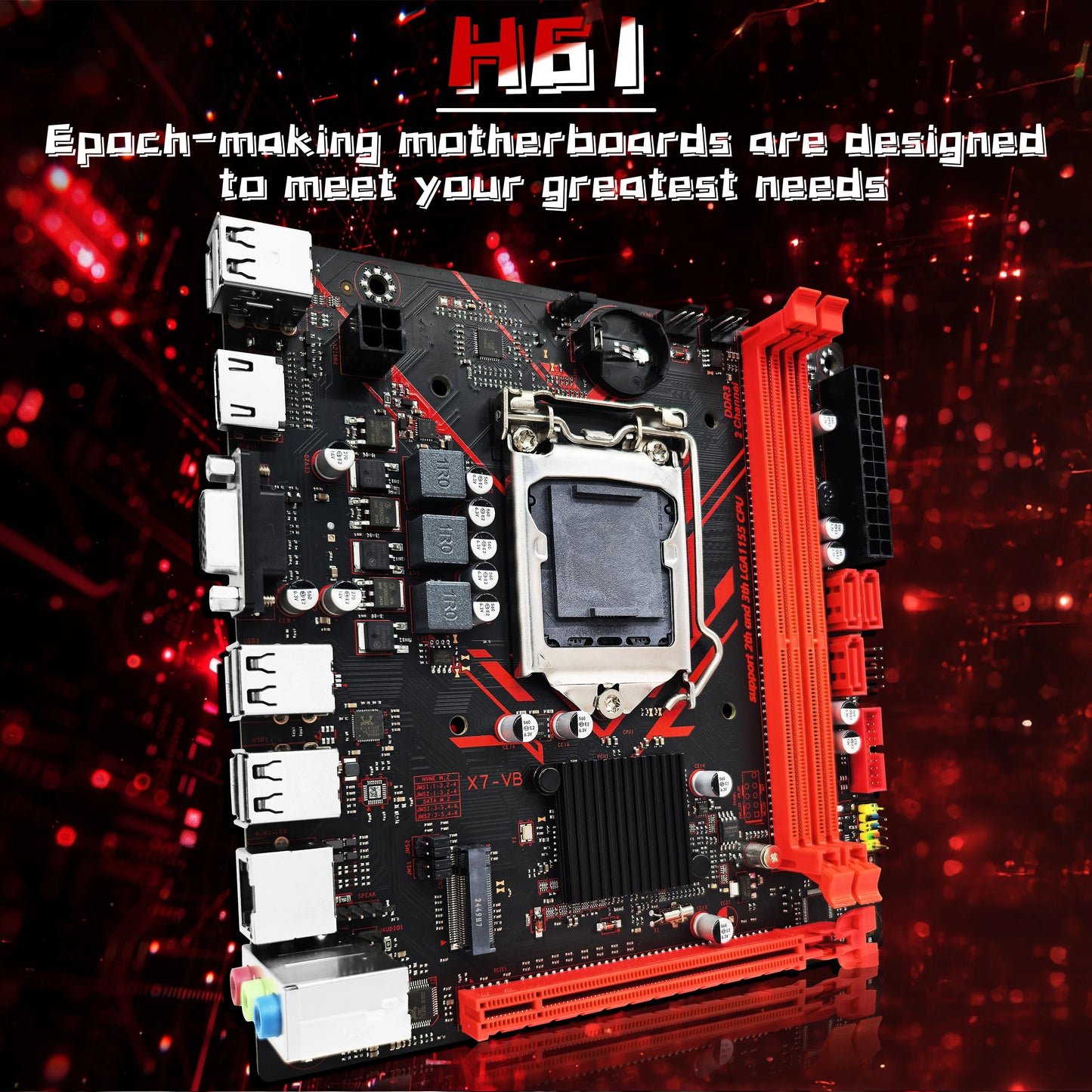 ZSUS H61 carte mère LGA 1155 cartes mères de bureau prenant en charge la RAM DDR3 avec Interface NVME M.2 USB2.0 SATA2.0