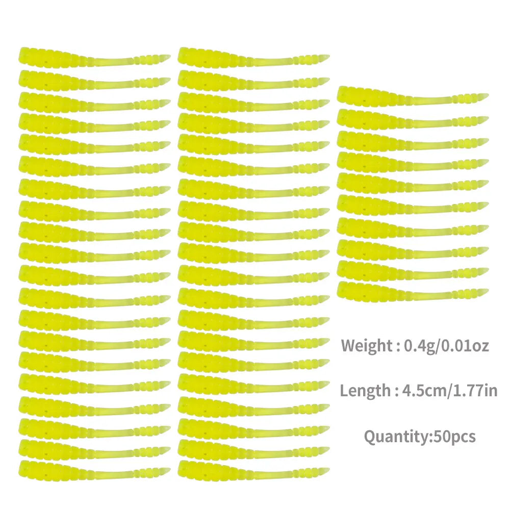 Hengjia 10-50pcs/lot 4.5CM Small Soft Silicone T-Tail Worm Swimbait Lure Fishing Tackle for Carp Black-bass Pike
