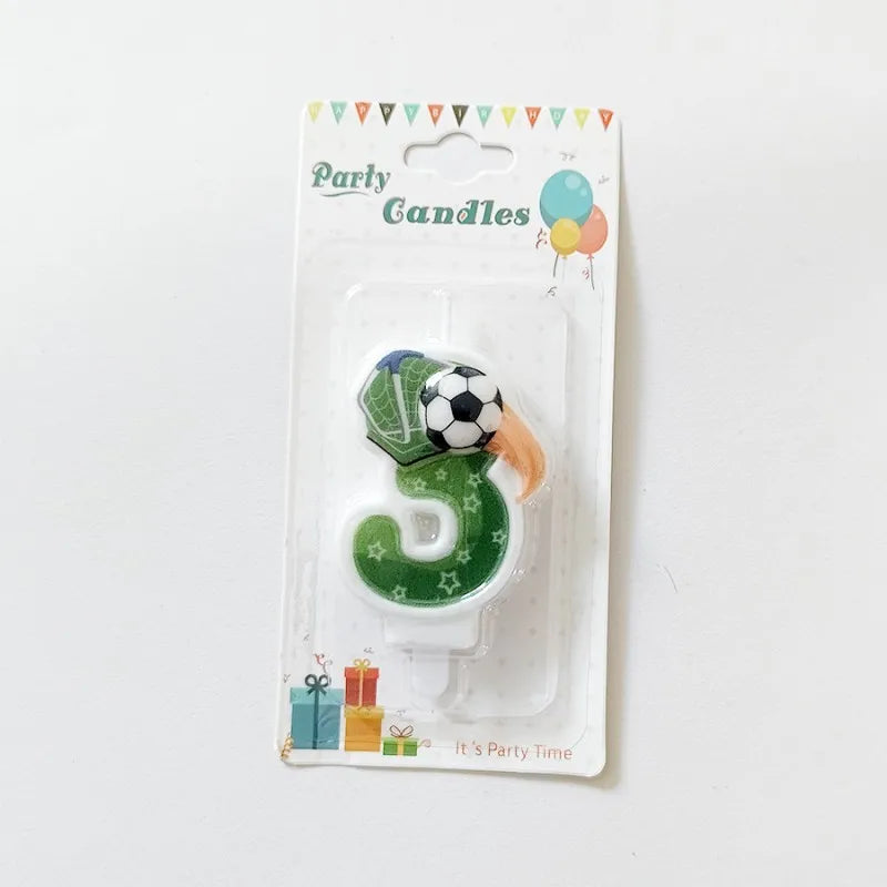 Bougies Gâteau Anniversaire Ballon Football Chiffres 0–9 — Décoration Fête Thème Sport