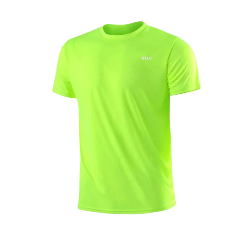 Camiseta de manga corta para hombre, de secado rápido, que absorbe la humedad, cuello redondo, para ejercicio, entrenamiento, deportes, gimnasio, correr, ligera en Y