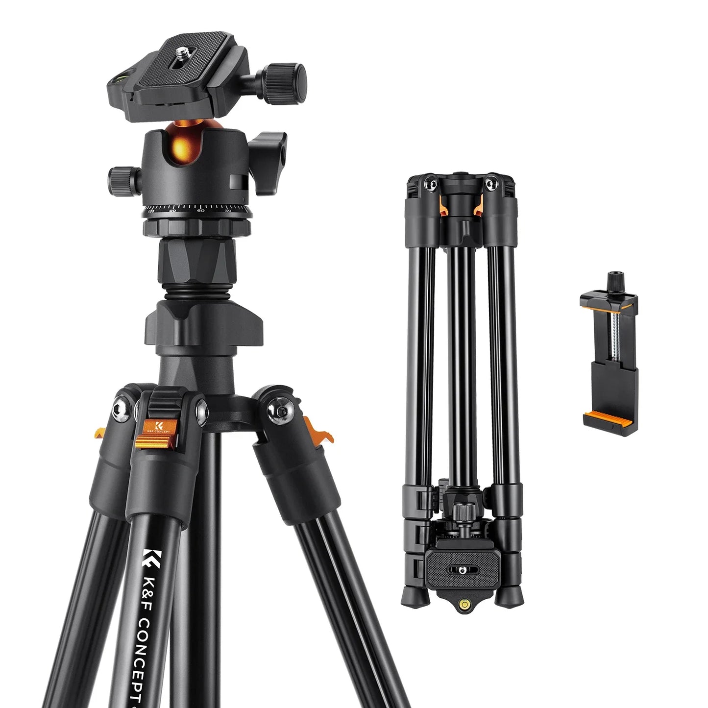 K&F Concept K234A0+BH-28L — Trépied Photo 64 Pouces Léger Rotule Charge 8kg