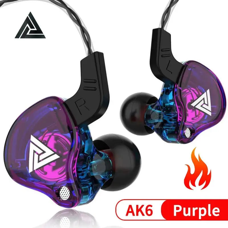 Original QKZ AK6 Copper Driver HiFi Wired Earphone 3.5MM Running Sports Headset Bass Stereo Headphone Music Earbuds In-ear with Mic