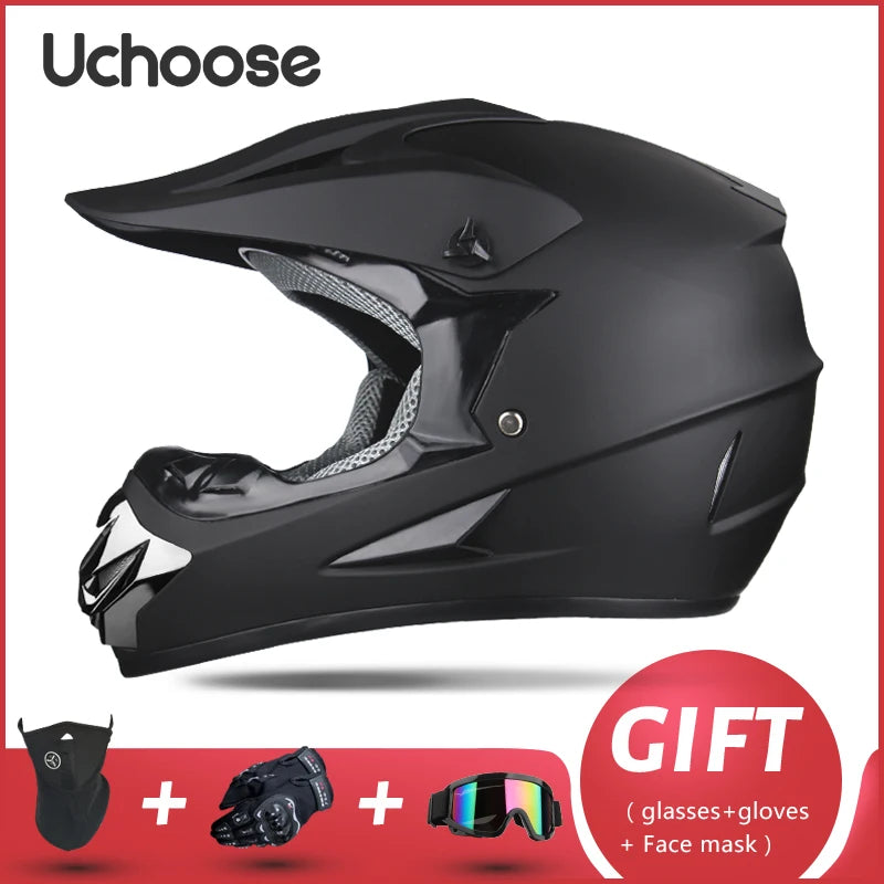 Casque de moto tout-terrain professionnel pour adultes et enfants, casque de moteur de course DOT de descente, cadeau gratuit