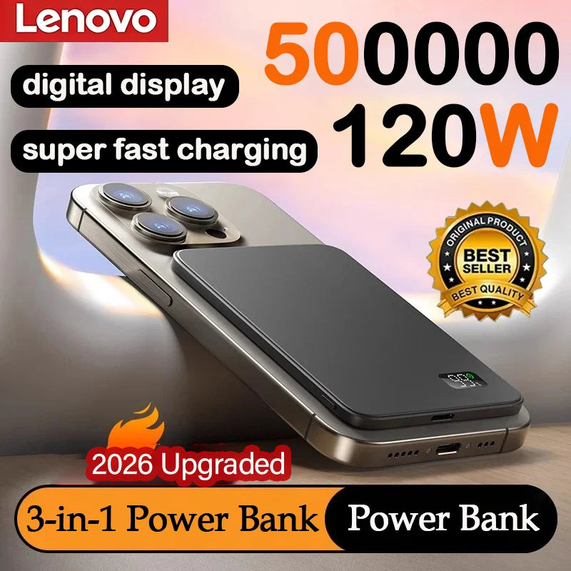 Batterie Externe Magnétique Sans Fil Ultra-Fine 500000mAh — Charge Super Rapide, Écran LED