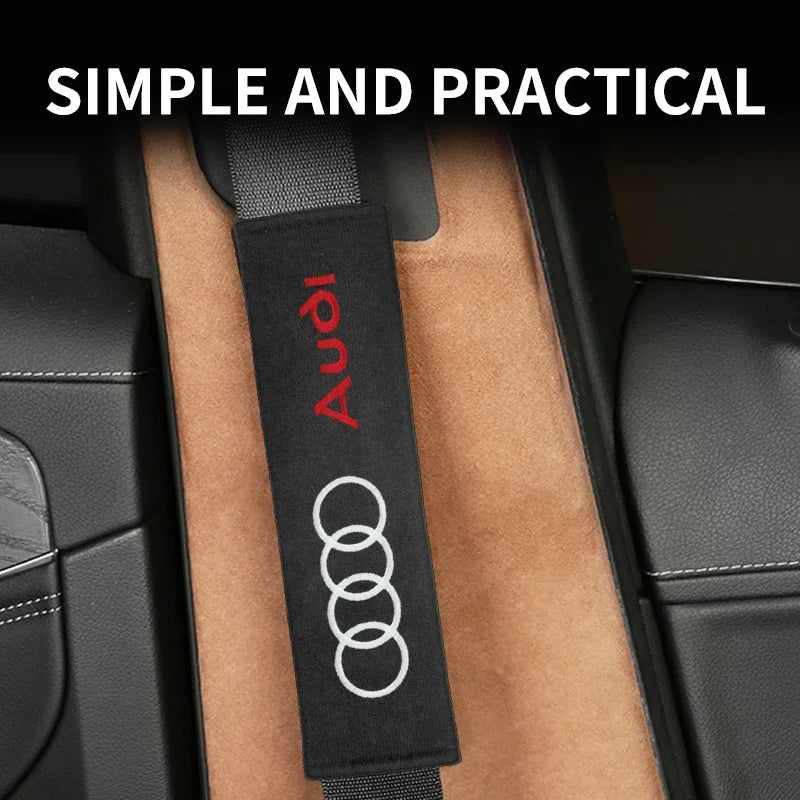 Seat Belt Shoulder Protection Pad with Car Logo, 1/2pcs, for Audi A3 A4 A5 A6 A7 A8 S4 S5 S6 S7 S8 RS3 RS4 RS5 Q3 Q5 Q7