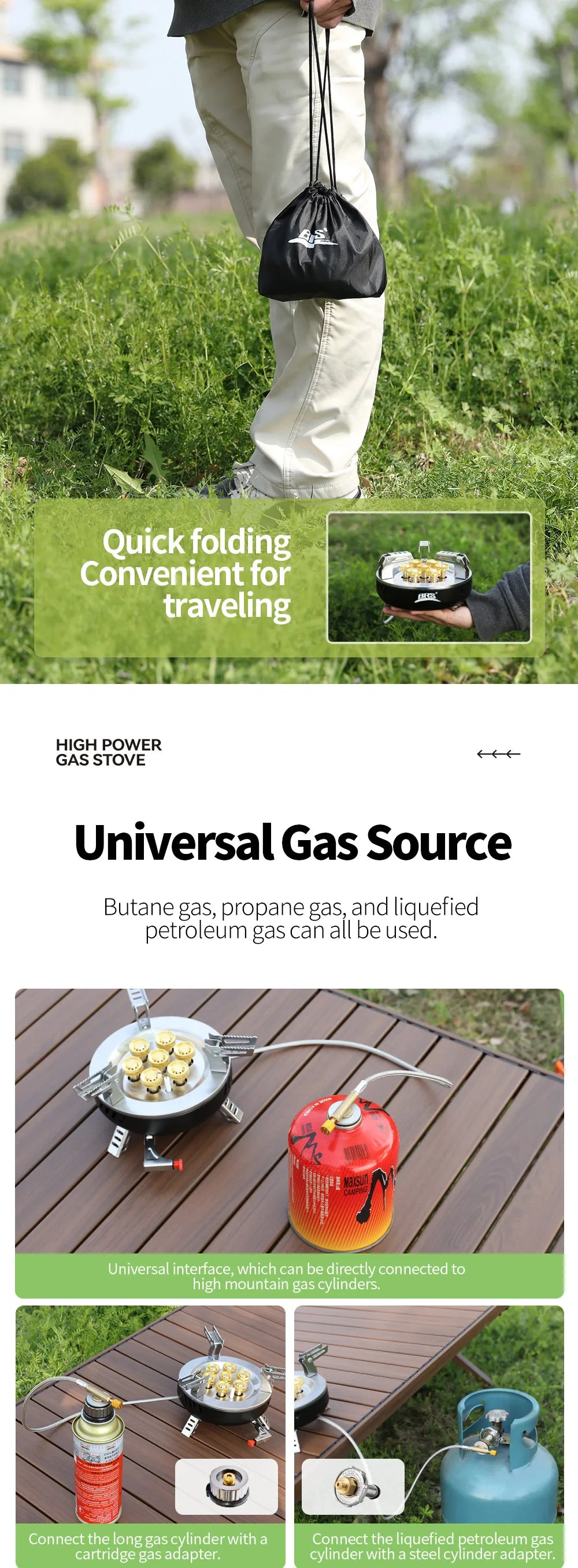 BRS – cuisinière à gaz de Camping 3/7 cœurs, brûleur touristique Portable haute puissance, allumage électronique extérieur, four de Camping, équipement de pique-nique