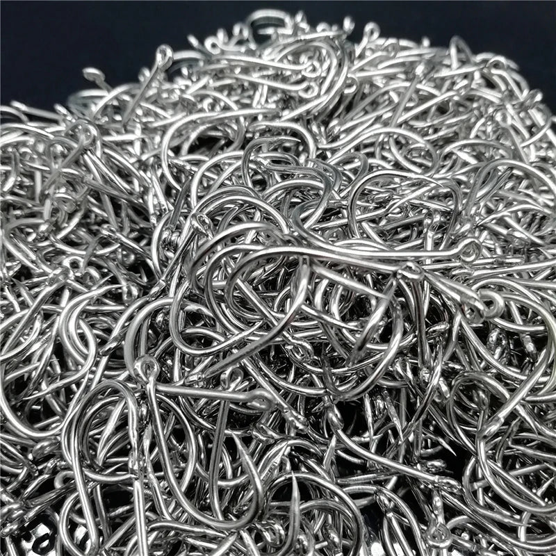200 anzuelos de pesca circulares, anzuelos de ojo 3# -12#, anzuelos con púas para pesca de carpa, aparejos de pesca, accesorios de mercadería