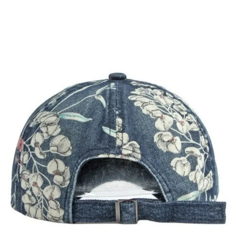 LDSCircJR-Unisex Floral Print Denim Baseball Cap, Adjustable Outdoor Snapback Hats, Spring, 170