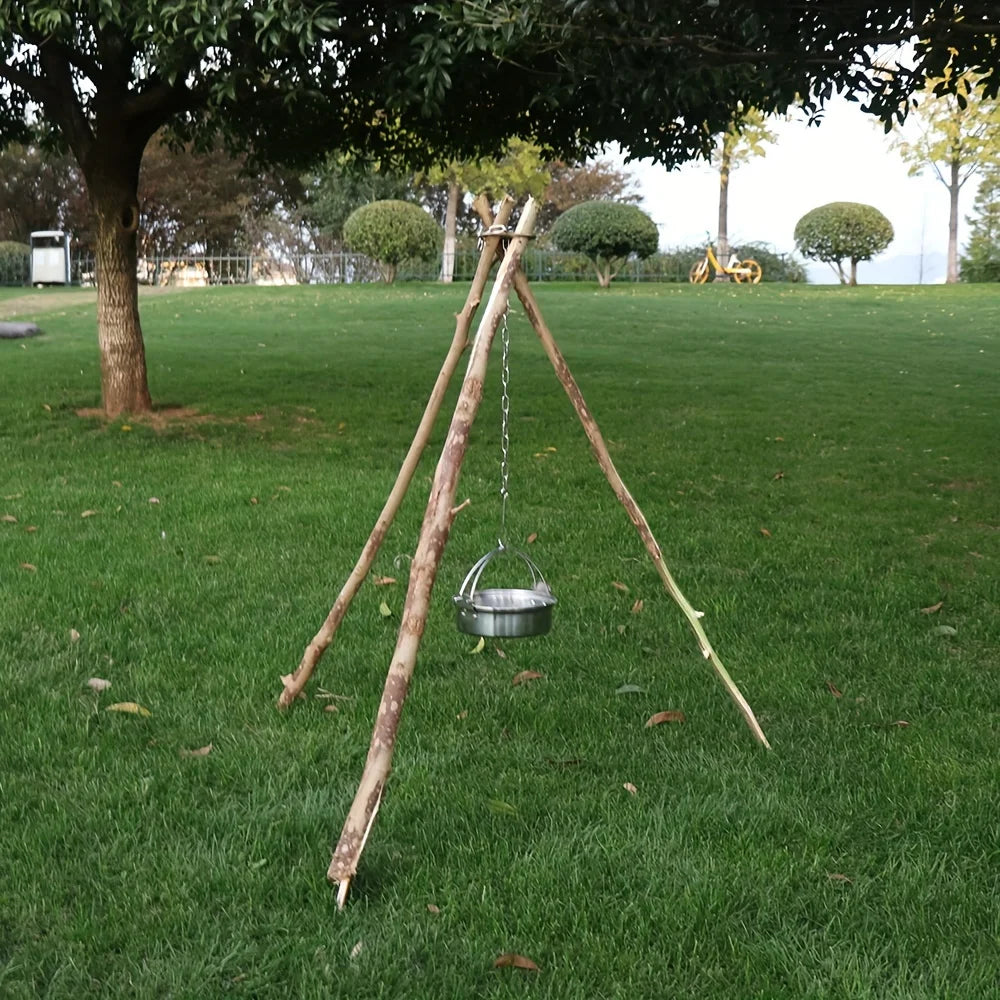 Trépied barbecue camping en acier inoxydable – Support suspendu portable et détachable pour feu de joie