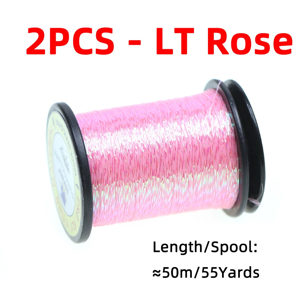 2/4 pièces 50M Fil métallique scintillant Glint Nymph Tinsel pour la confection de mouches (Buzzer Nymphs, mouches sèches/humides) et leurres de pêche à la truite