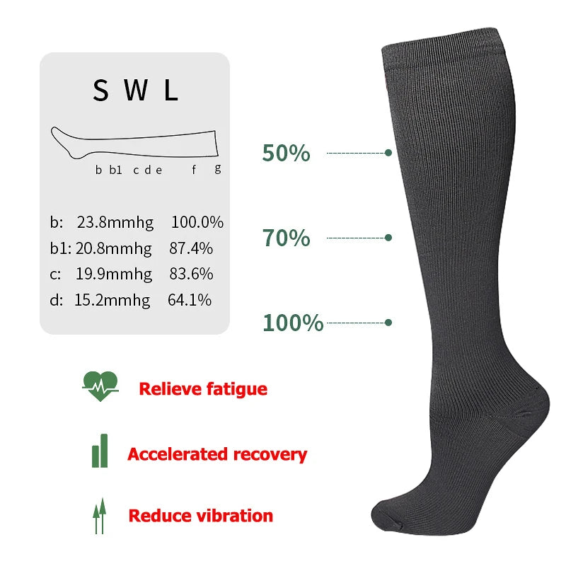 Chaussettes de Compression pour varices, adaptées au Golf, Rugby, course à pied, randonnée, Sports pour Anti-Fatigue, conduite, voyage, vol, femmes et hommes
