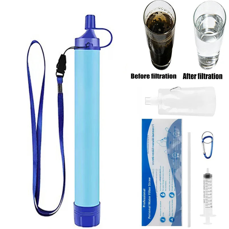 Filtre à eau extérieur 1 pièce, système de Filtration d'eau en paille personnel, purificateur d'eau de survie d'urgence pour Camping randonnée escalade