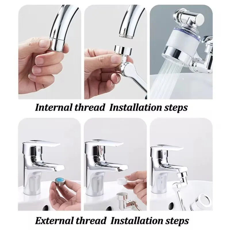 Universal 1080° Rotating Filter Nozzle, Household Kitchen Faucet, Robotic Arm, Splash, F/05 and ET Motors