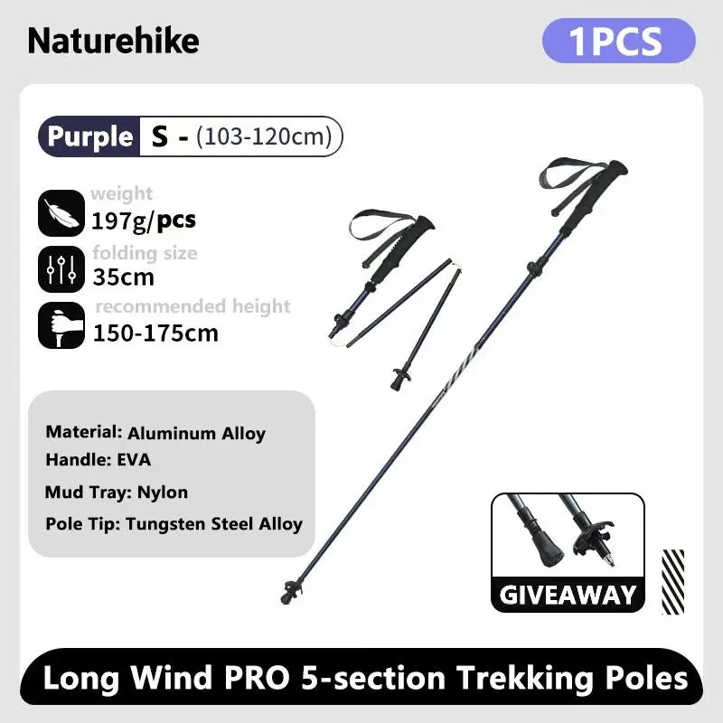 Naturehike – bâtons d'escalade ultralégers, pliables, pour l'extérieur, en Fiber de carbone, à verrouillage rapide
