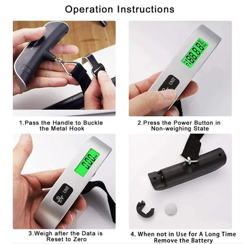 Portable hanging scale. Luggage scale 110lb/50kg electronic weighing for travel bags. Battery not included