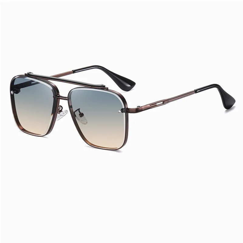 Nuevas gafas de sol degradadas para hombre, moda, metal, montura grande, gafas de sol, marca de lujo, Lunette De Soleil Homme
