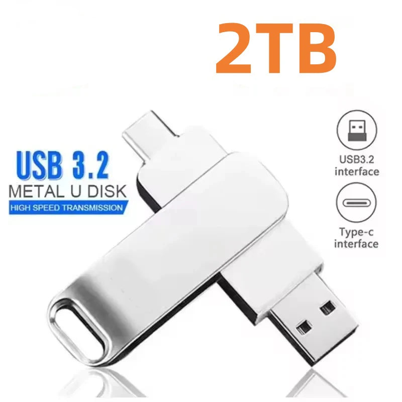 DIXSG pour Xiaomi, clés USB 3.2 de 16 To, disque U de 2 To, clé USB métallique haute vitesse, étanche, type C, mémoire USB, clés USB