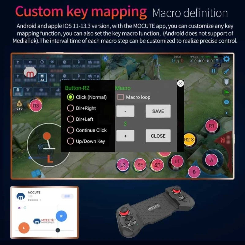 Mando de juego para iPhone Android teléfono móvil control Bluetooth controlador gatillo Pubg Mobile Joystick juego Smartphone Mando juego Pad