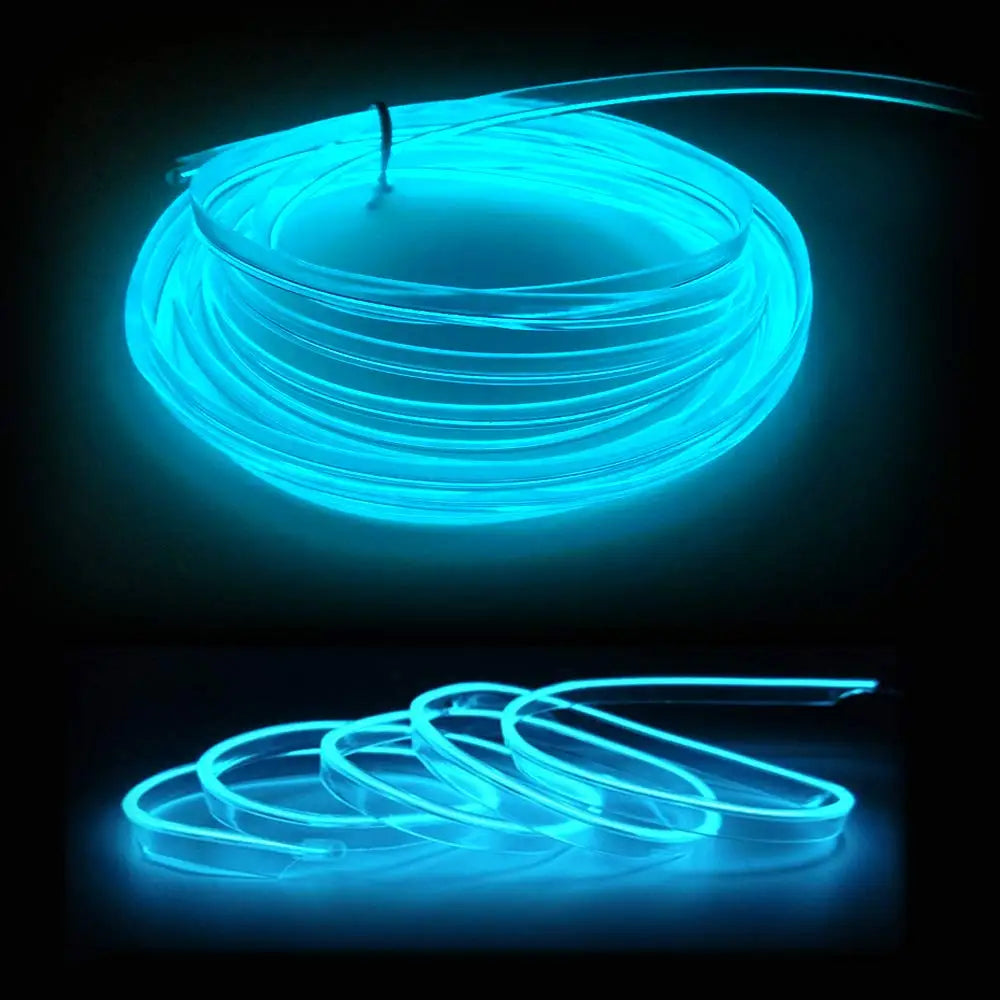 Car Interior LED Strip Light Neon EL Wire Auto Decorative Lamp DIY Flexible Ambient Light USB Party Stops Diode 5m