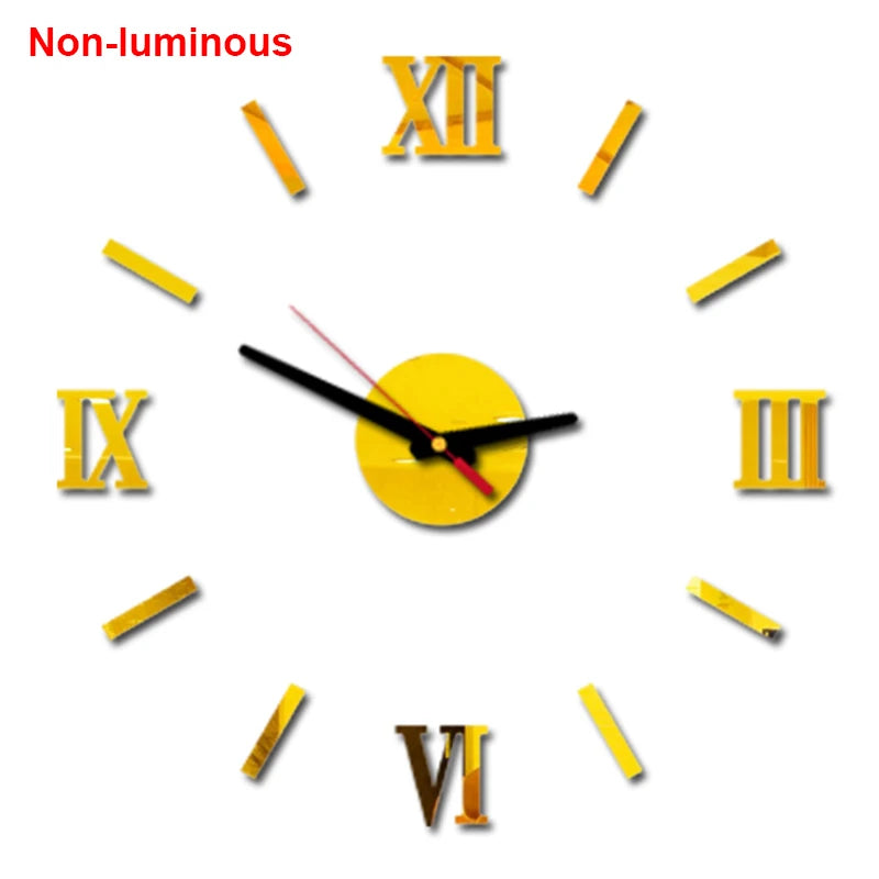 Reloj de pared, reloj de pared luminoso DIY, reloj de cuarzo, pegatinas de espejo acrílico, reloj de pared, decoración de pared, decoración cálida del hogar.