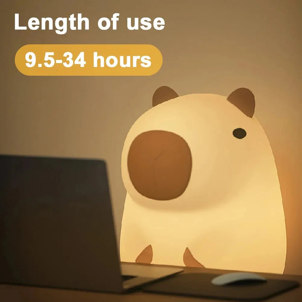 Veilleuse Capybara rechargeable — lampe de nuit pour enfants, décoration chambre, cadeau
