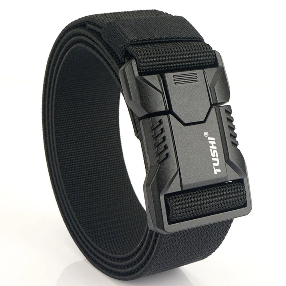 TUSHI – ceintures élastiques à boucle enfichable en alliage d'aluminium pour hommes, ceinture tactique Durable, Cowboy, ceinture militaire en plein air, chasse