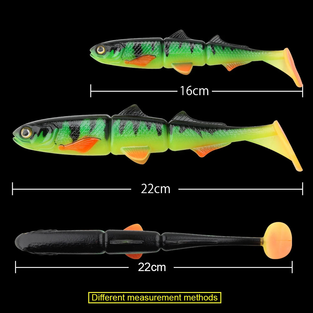 Spinpoler Paddle Tail Swimbait Shad brochet leurre de pêche 16 cm 22 cm appât souple 3 sections articulé Wobbler perche Zander attirail