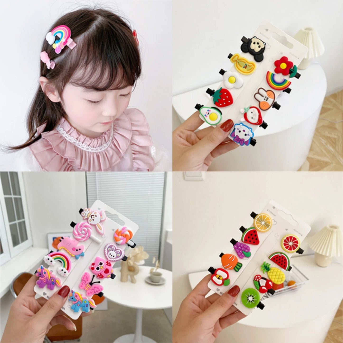 Pinces à cheveux licorne de dessin animé pour filles, jolies épingles à cheveux pour enfants, bandeau crème glacée, Barrettes, accessoires de mode, nouvelle collection 10 pièces/ensemble